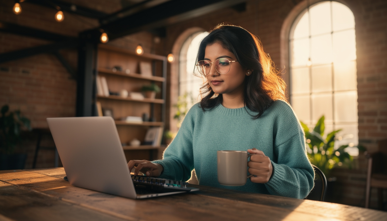 Persona concentrada aprendiendo con tecnología moderna